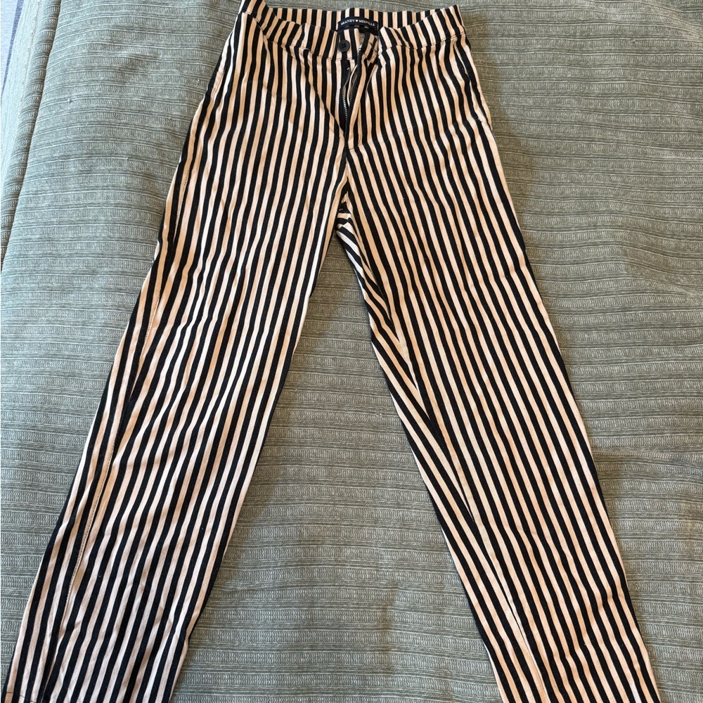Women’s Striped Black and Tan Pants